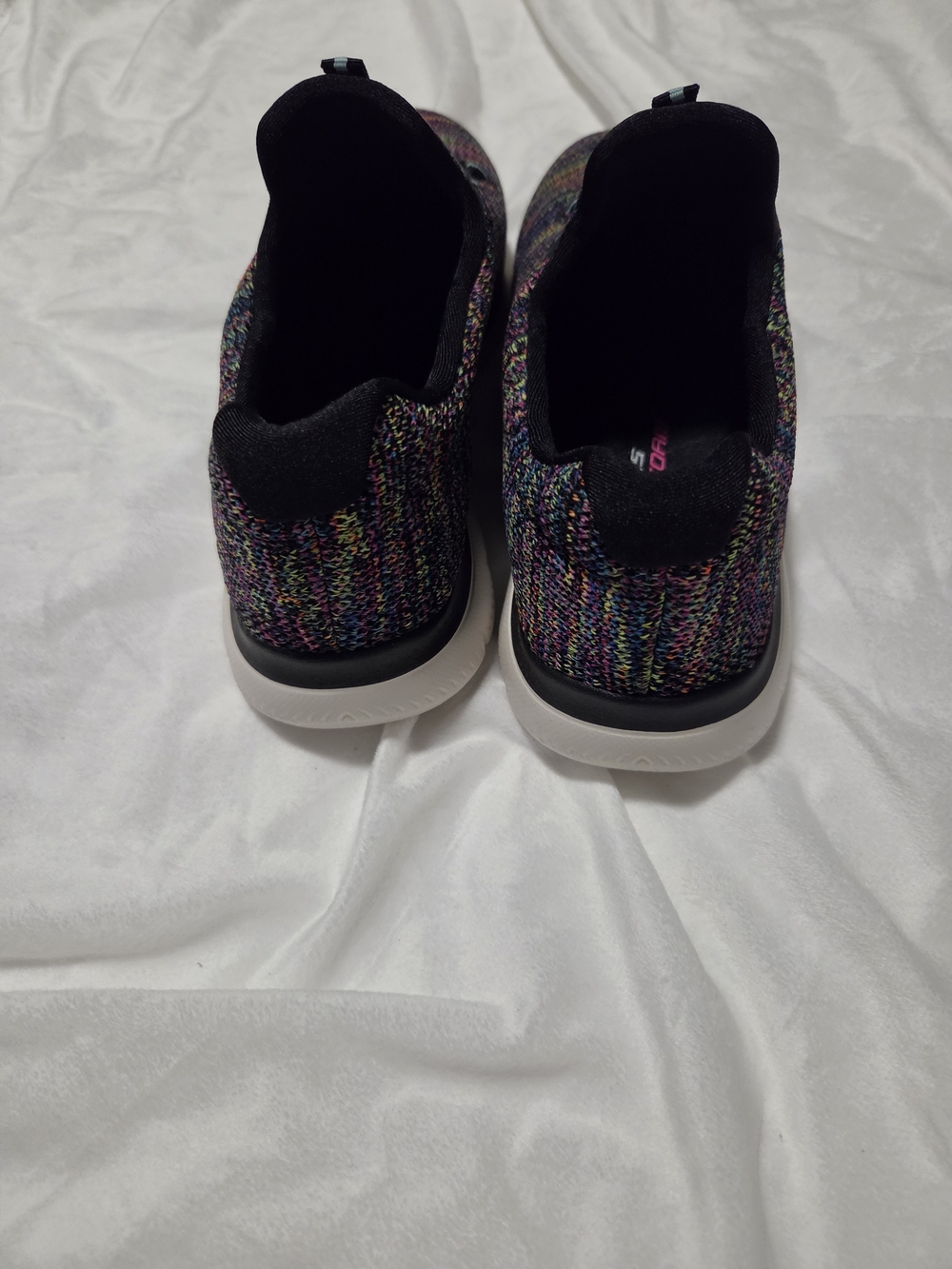 Skechers Women's Black Multi-Color Knit Slip-On Sneakers - Picture 2 of 3